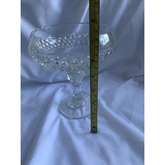 Indiana Glass Diamond Point Compote Vintage Pedestal Bowl Candy Dish - Picture 5 of 16